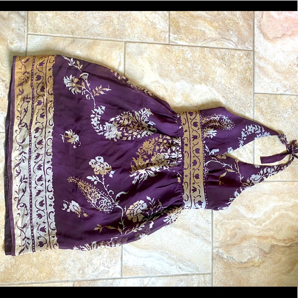 100% silk halter dress with pretty design